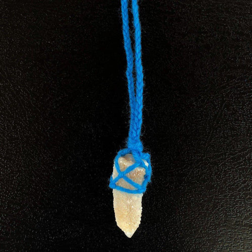 Spirit Quartz Necklace in Wool Macramé Wrap-ZimZan Gemstones
