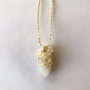 Spirit Quartz Necklace in Macramé Wrap-ZimZan Gemstones