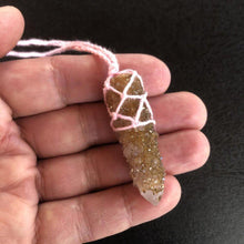 Load image into Gallery viewer, Spirit Quartz Crystal from South Africa, wrapped in macramé style wool yarn.