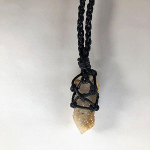 Striking Citrine Spirit Quartz Necklace in Stylish Macramé Wrap